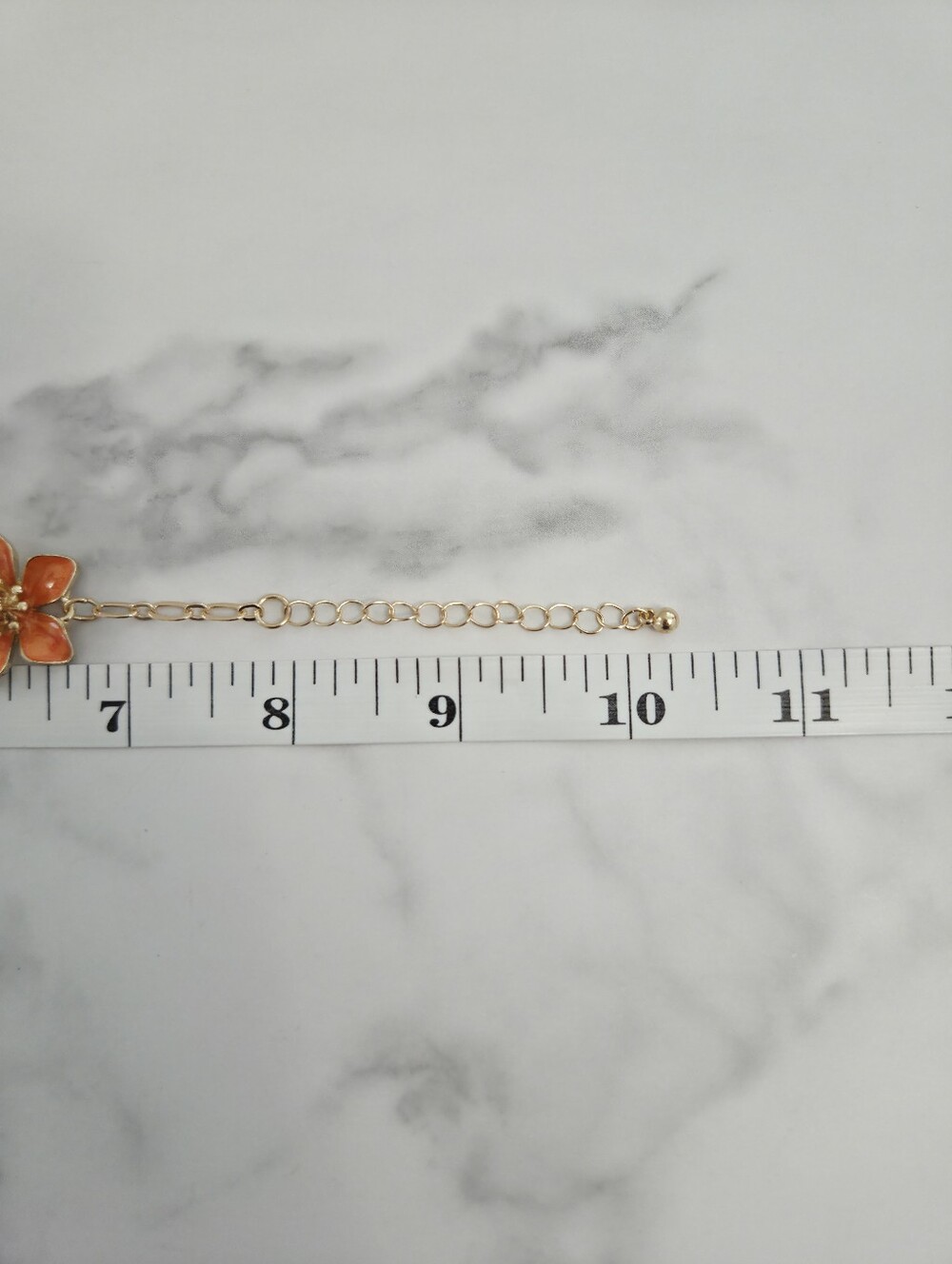 Gold & Orange Enamel Flower Anklet Boho Floral Anklet Bracelet Accesory - Picture 12 of 12